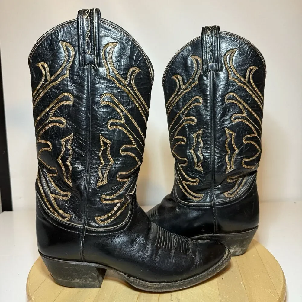 Vintage Pablo Escobar Tony Lama Men's Gold Label Cowboy Boots Size 7.5 D #8309